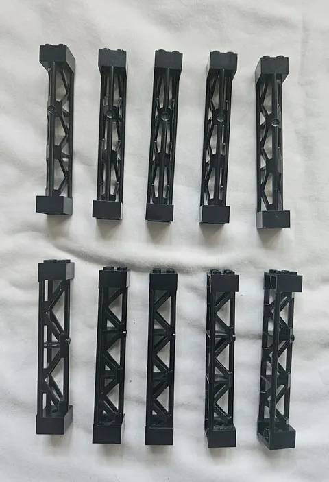 LEGO 95347 Support Girder 10 Pc Black Lot 2X2X10 ~ 3 Posts 3 Sections, Type 4