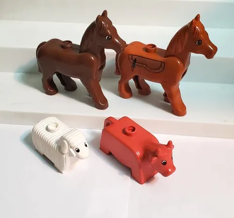 Vintage Lego Duplo Animals - Lot of 4 - Sheep, 2 Horses, Cow