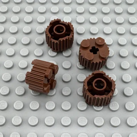 LEGO Brick Round - Reddish Brown - 2 x 2 with Axle Hole and Grille - QTY x4