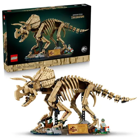LEGO Jurassic World Dinosaur Fossils: Triceratops - Building Set for Adults, Age