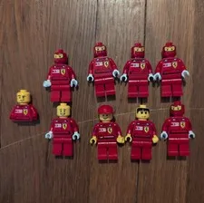 LEGO 8168 Ferrari Minifigure Lot of 8 Pit Crew and Drivers 