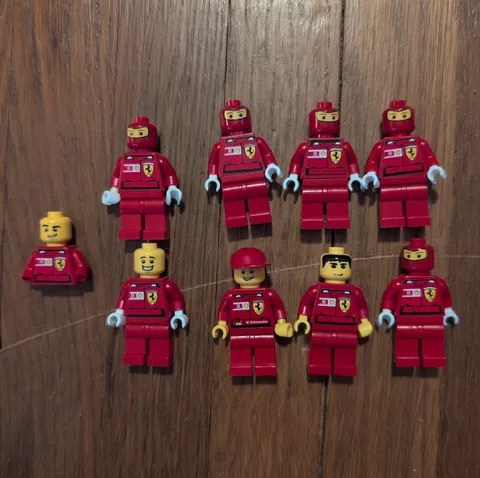 LEGO 8168 Ferrari Minifigure Lot of 8 Pit Crew and Drivers 