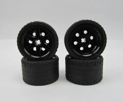 Lego Technic Black Wheel 56145 + Black Tire 37 x 22 55978 ~ SET of 4