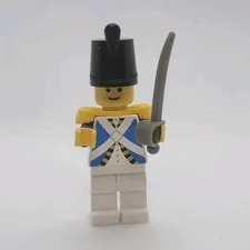 LEGO Soldier Minifigure Black Shako Hat Gray Sword White Legs