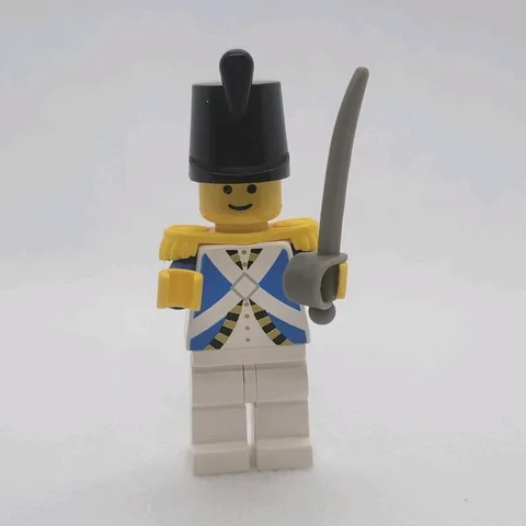 LEGO Soldier Minifigure Black Shako Hat Gray Sword White Legs