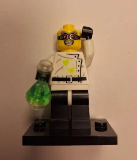 LEGO Series 4 Minifigure - Crazy Scientist Minifig w Stand - Incomplete No Hair