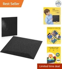Classic Baseplates 10" x 10" Building Plates Black Compatible with Major Brands