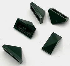 Lego 5 New Dark Green Slope Sloped 45 2 x 1 Triple w/ Bottom Stud Holder Parts