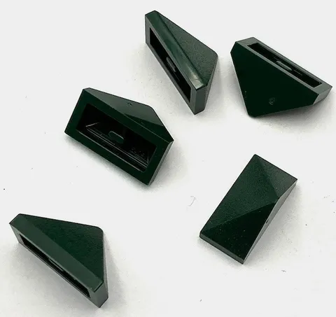 Lego 5 New Dark Green Slope Sloped 45 2 x 1 Triple w/ Bottom Stud Holder Parts