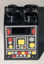 LEGO Container Box 2x2x2 Black Door Red Yellow Control Blacktron Part # 4346pb05