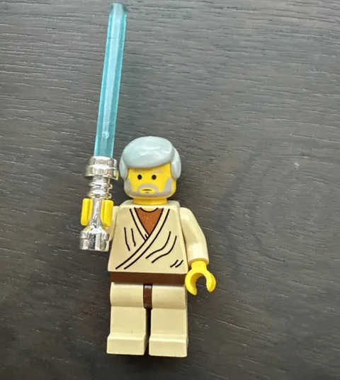 LEGO Star Wars SW0023 Obi-Wan Kenobi Old w/  Hair & CHROME LIGHTSABER Minifigure