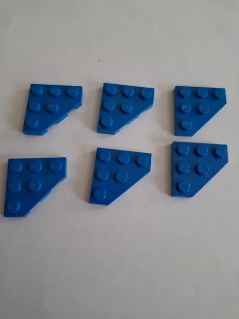No 399 6x Lego Plate 3x3 Slope Corner 2450 Blue