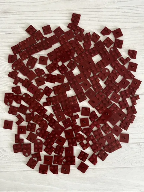 LEGO LOT DARK RED 176 PCS 2X2 PLATE CENTER STUD CORNER VARIETY BUILDING PIECES