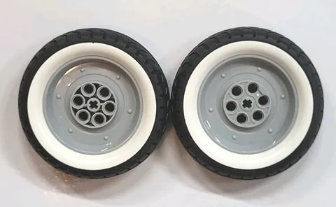 LEGO WHEEL & TIRE ASSEMBLY 84772pb01c01 62.3mm x 20.3mm 75.1mm x 20mm USED x2
