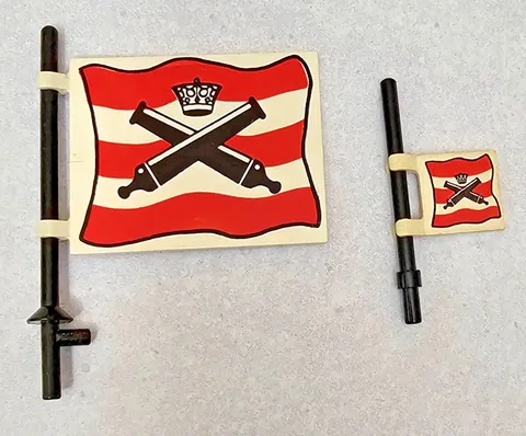 2 Lot LEGO Pirate Fags Red & White Cannons & Crowns  Use with 6271 6263 6277