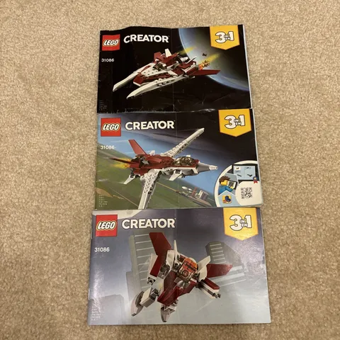LEGO 31086 Creator 3 in 1 Futuristic Flyer Set Instruction Manual Booklets