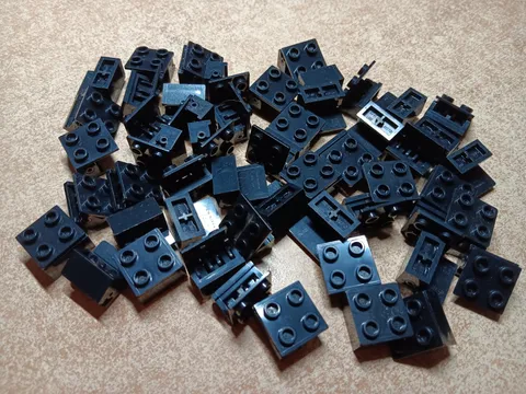 LEGO LOT 52 BLACK HINGE BRICKS BASE TOP PLATE ASSEMBLY 1X2 2X2 #6134