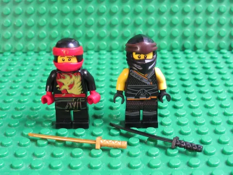 Lot 2 LEGO NINJAGO minifigs Kai Cole Sons of Garmadon Black Red Ninja KK56