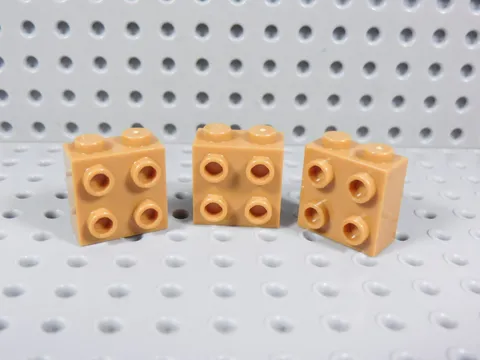 LEGO Lot of 3 Medium Nougat 1x2x2 Bricks w/ 4 Side Studs BA