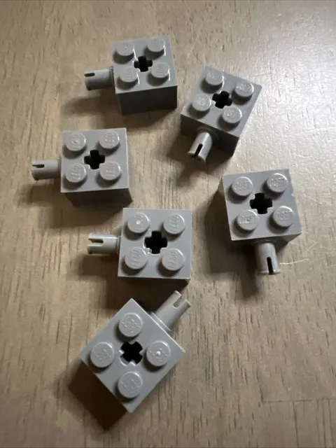 LEGO 6232 Dark Bluish Gray Brick, Modified 2 x 2 with Pin and Axle Hole x5