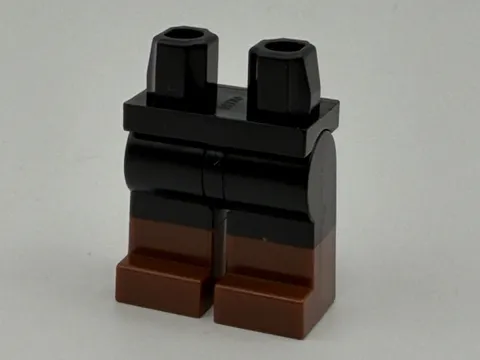 Lego NEW Minifigure Black Legs With Molded Reddish Brown Lower Legs Boots