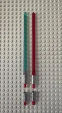 LEGO Large Figure Weapon Lightsaber 21987  with Metallic Silver Hilt 21755 (x2)