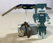 Minecraft Dungeons Wraith Phantom Figure Complete w Bow Stand Accessories