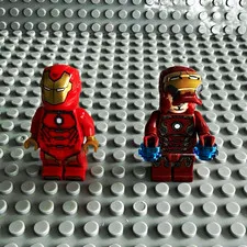 LEGO Super Heroes Iron Man Minifigures Lot - Red Suit & Dark Red Armor 2pc