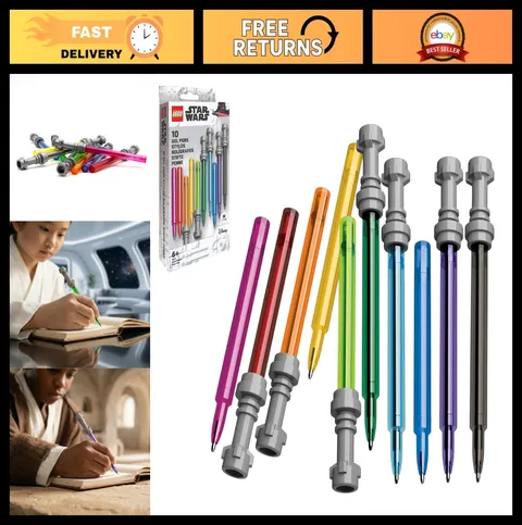 Star Wars Lightsaber Gel Pen Set - 10 Pack, Colorful Writing Tools for Fans