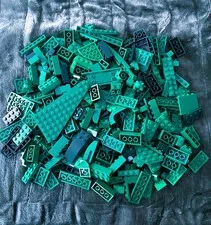 LEGO BRICKS GREEN AND SPECIAL PEICES ONE POUND