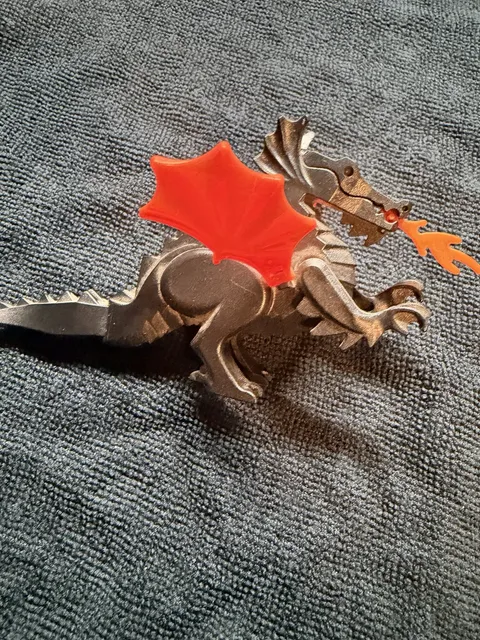 LEGO Ninjago Articulated Dragon Figure Gray & Orange Plastic Fantasy Toy