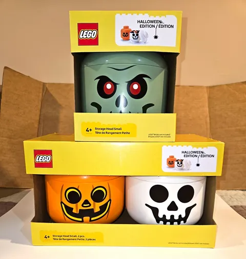 LEGO Halloween Edition Storage Head Full Set 3 pcs Pumpkin, Skeleton, Zombie