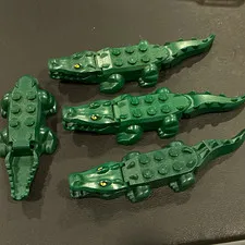 LEGO Green Crocodile/Alligator Animal Figure Pieces Bulk Lot of 4
