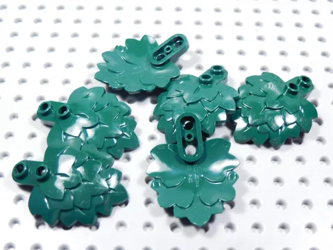 LEGO Lot of 6 Dark Green 1x2 Rounded Plates w/ Layered Leaves Plant Minifig BQ