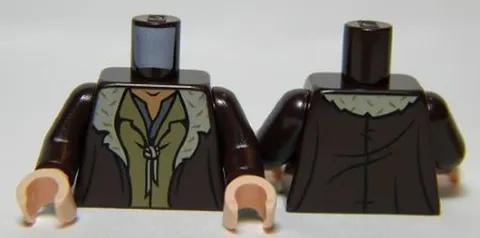 LEGO Dark Brown Torso LotR Coat with Tan Fur Trim and 2 Shirts Pattern / Dark Br