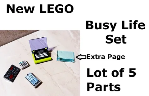 New LEGO School Lot Typewriter Laptop Extra Page Calculator Computer Phone Set
