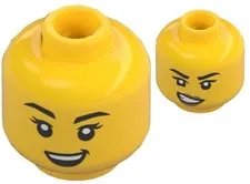 Lego NEW MINIFIG HEAD Yellow Female Eyelashes Dual Sided Smile/Worried D225