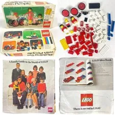 LEGO Building Set With People Vtg Set No 194 Incomplete 1976 w/ Catalog + Box