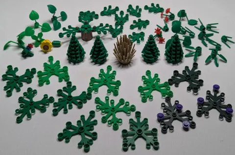 LEGO Lot of  Spruce Trees Tan Prickly Bush Flowers Leaves Plants Shrubs Parts