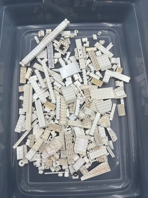 1 lb. Bulk Mixed White Legos - standard blocks and unique pieces (Lot C)