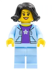 LEGO: Woman Black Hair Bright Light Blue Jacket (hol261)