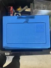 Vintage 1984 Lego Bin Blue Hard Plastic Carrying Case Storage Box Clasp US Brick