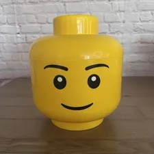 LEGO Storage Head Large Boy - Yellow Minifigure Stackable Toy Box Container 