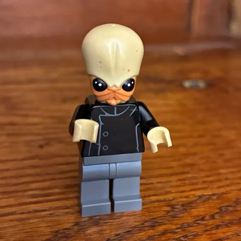 LEGO Plastic Minifigure Tan Head Black Torso/Jacket Gray Legs Figure