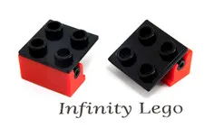 6 LEGO Assembled Hinges Black Top with Red Base 1x2 - 2x2  (3937 6134) 6 Pieces