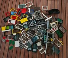 160+ LEGO Genuine Bulk Lot Doors, Windows, Frames, Shutters, Spiral Staircase...