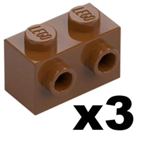 Lego Part 11211 Brick with 2 Stud on Side Reddish Brown Modified 1 x 2 Qty 3 RB1