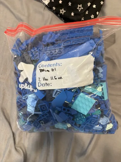LEGO Blue Light Blue Black Plastic Bricks & Pieces Bulk Lot Parts 5 lbs