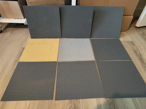 Lot Of 9 LEGO Gray  & Tan Baseplates 32x32 Stud 10"x10" Authentic LEGO Nice Cond