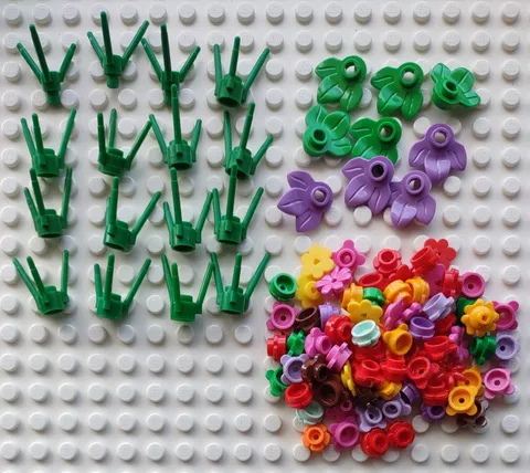 Lego Flower lot x100 - lot 1 - 16 plant stalks 9 leaves 75 flowers